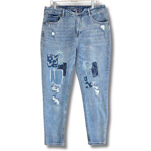 Maurices Light Blue High Rise Patchwork Jeans